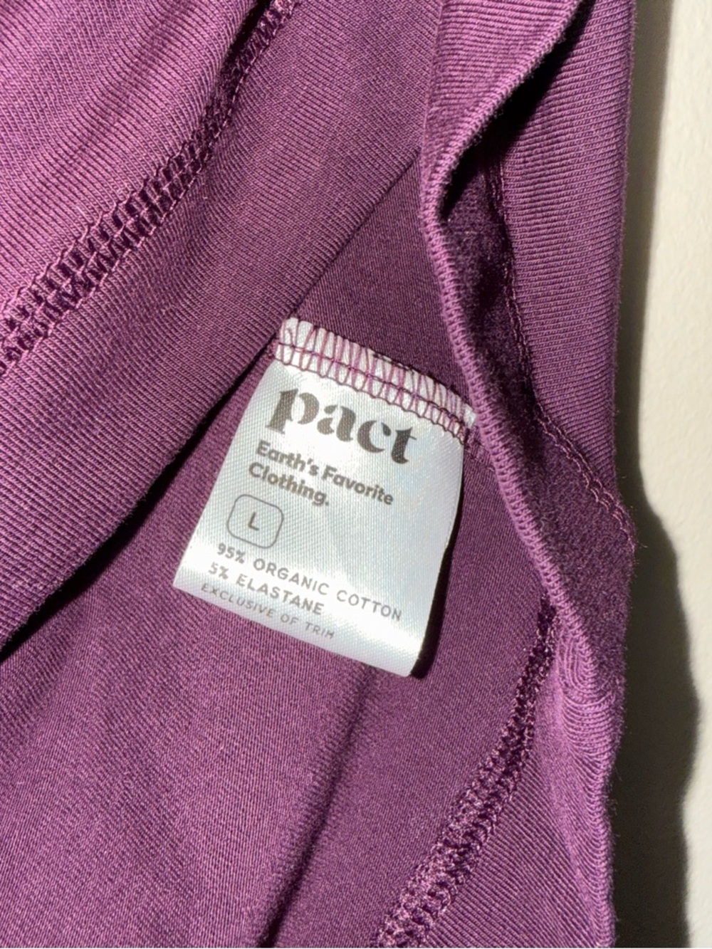 Pact Women’s Luxe Stretch Jersey Swing Long Sleeve Tee Berry Jam Purple Cotton - Picture 5 of 7
